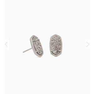Ellie Silver Stud Earrings In Platinum Drusy
